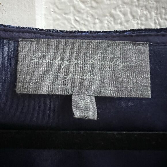 Sunday in Brooklyn Anthropologie Velvet Blue Plisse Faux Wrap Dress Sz XS Tulip - Picture 4 of 6